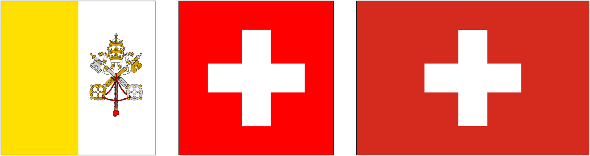 Bandera del Vaticano y banderas de Suiza