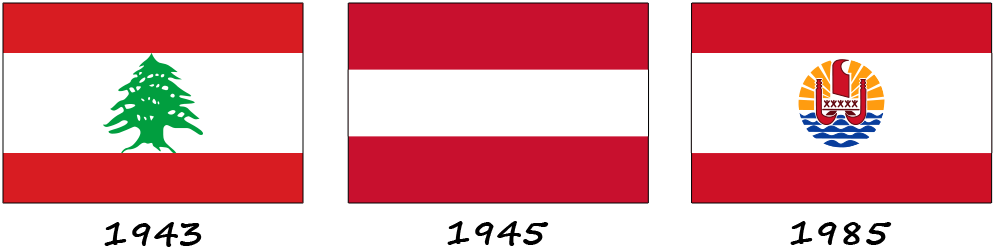 Banderas de Austria, Líbano y Polinesia Francesa