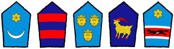 Cinco escudos de la bandera croata