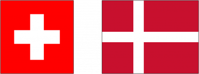 La bandera de Dinamarca y la de Suiza son similares
