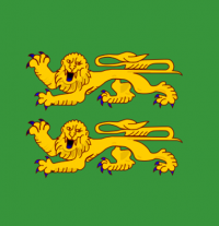 La bandera no oficial de Akrotiri y Dekelia es una bandera verde con dos leones dorados.