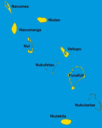 Mapa de las islas (atolones) de Tuvalu