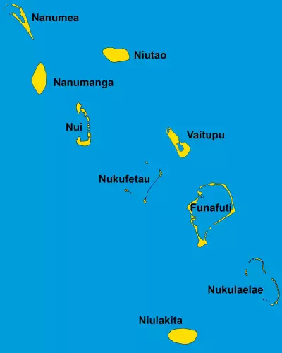 Mapa de las islas (atolones) de Tuvalu